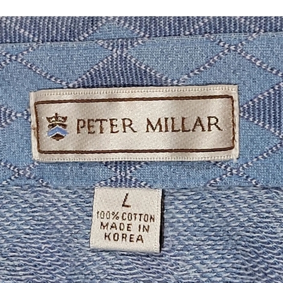 Peter Millar Golf Polo Shirt Men's L Blue Argyle-Embroidered Kaanapali Hawaii - Picture 7 of 13